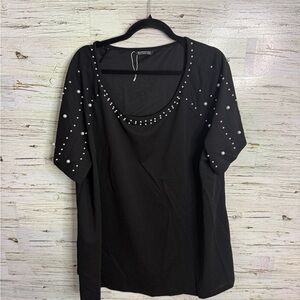 Bloomchic black pearl blouse size 22 tee shirt